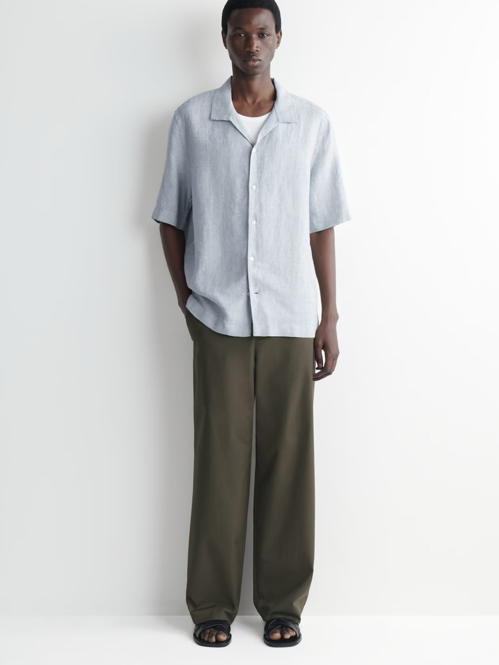 NWT COS CAMP-COLLAR SHORT-SLEEVED LINEN SHIRT